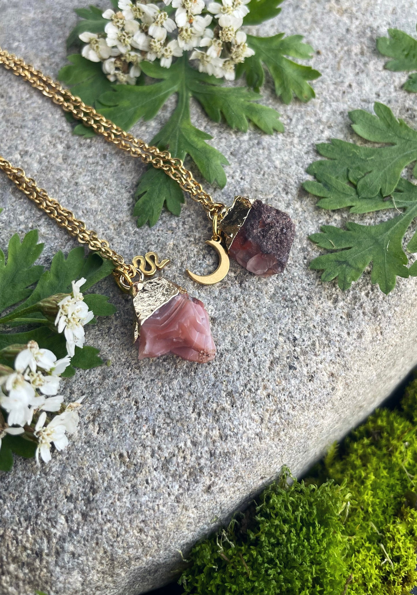 Karneol Kette (roh, gold)