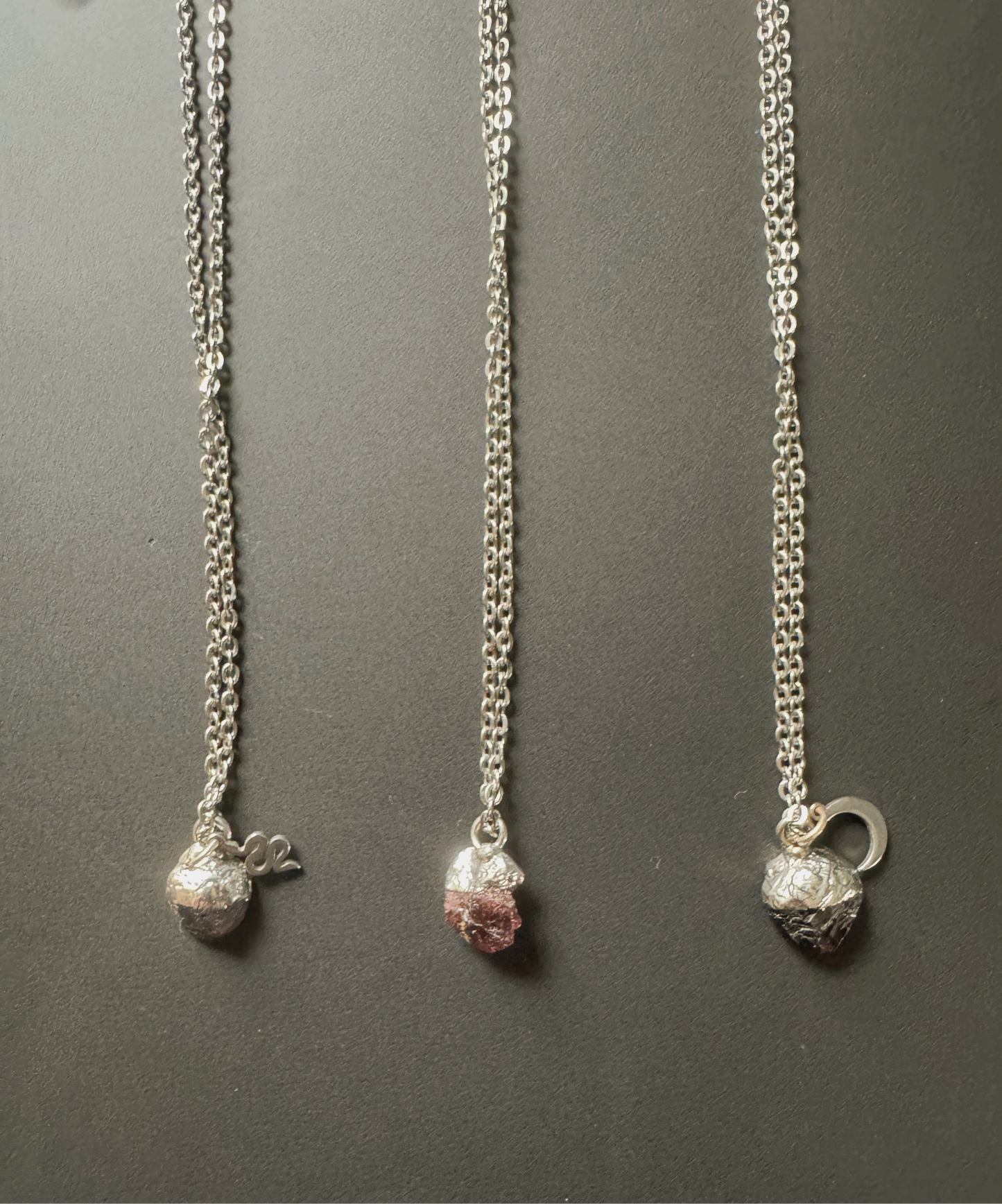 Granat Kette (roh, silber)