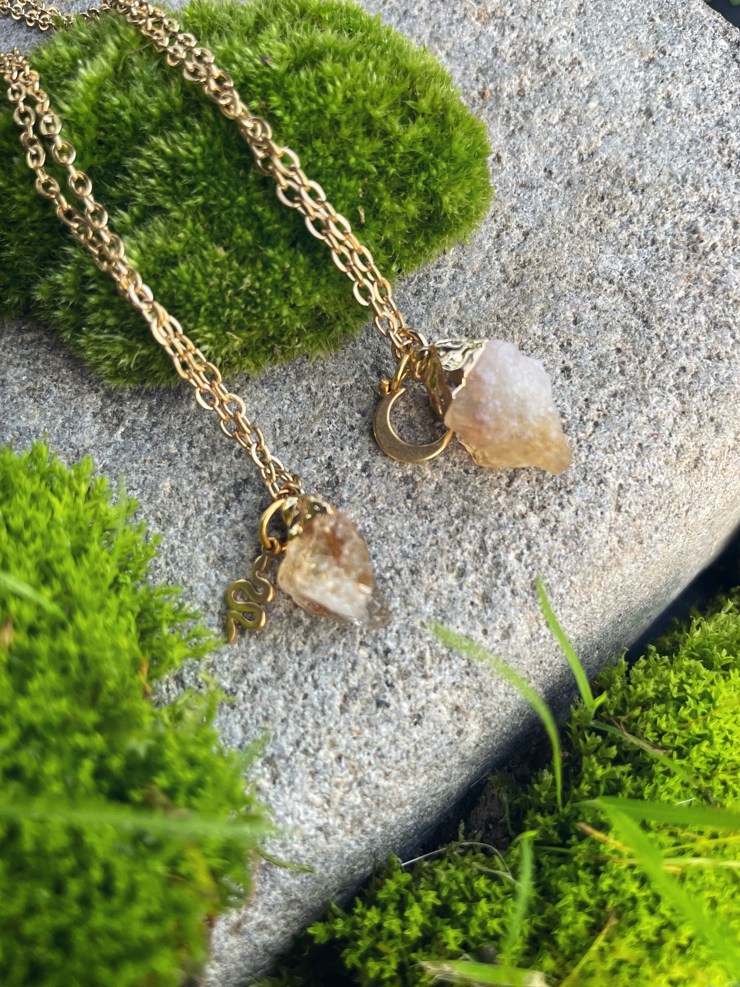 Citrin Kette (roh, gold, gebrannt)
