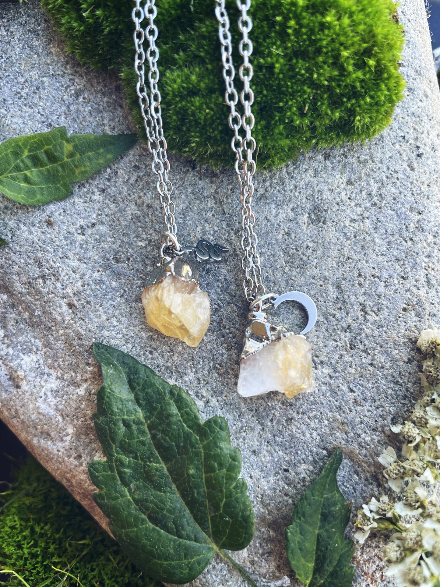 Citrin Kette (roh, silber, gebrannt)