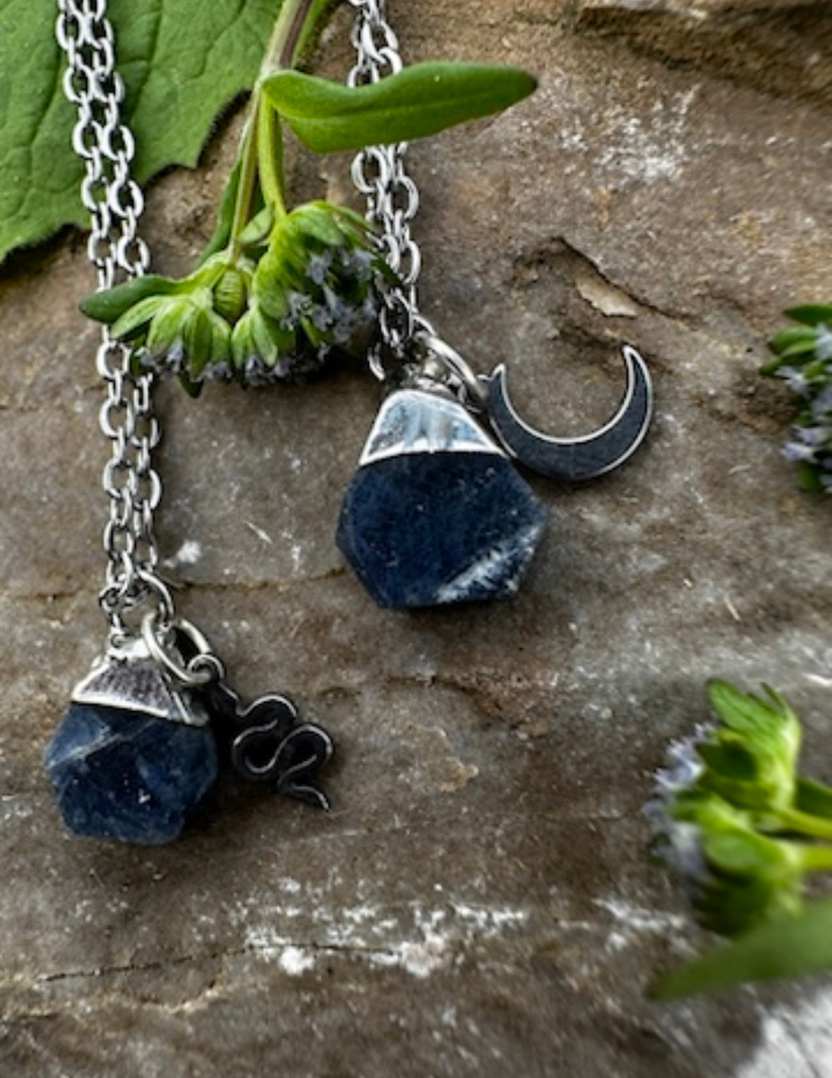 Saphir Kette (roh, silber)