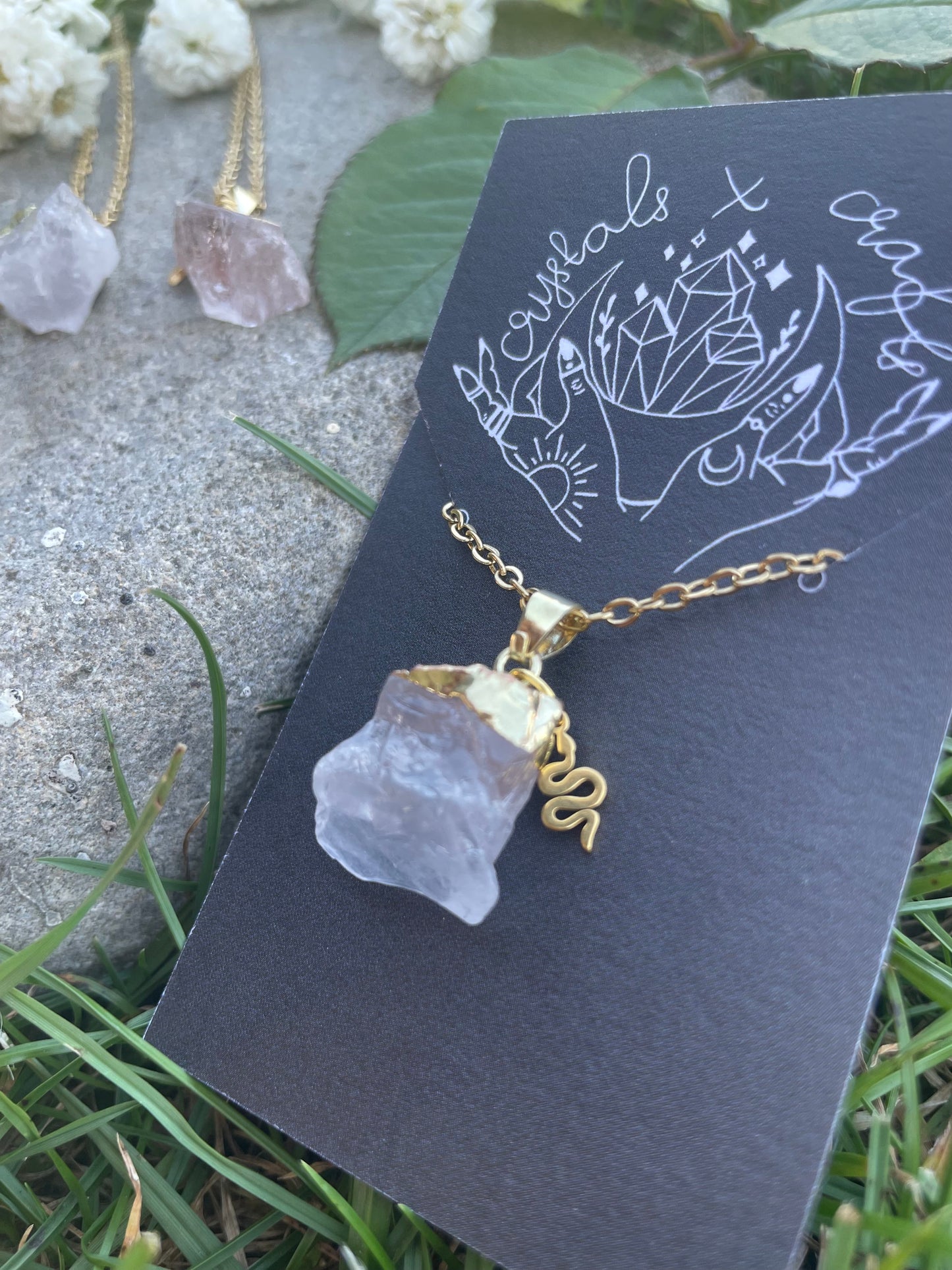 Bergkristall Kette (roh, gold)