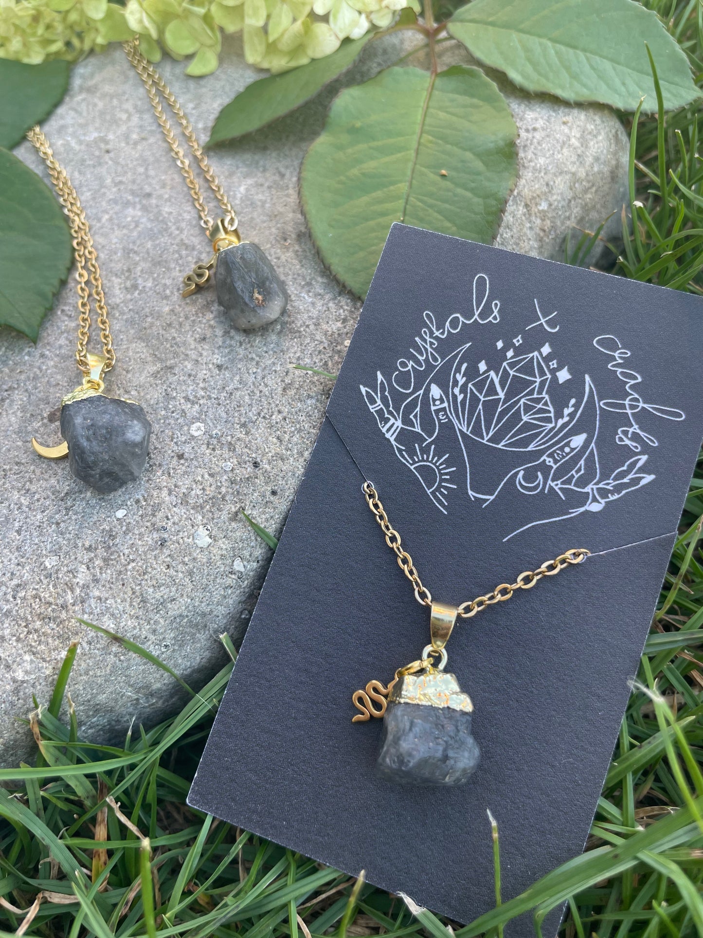 Labradorit Kette (roh, gold)