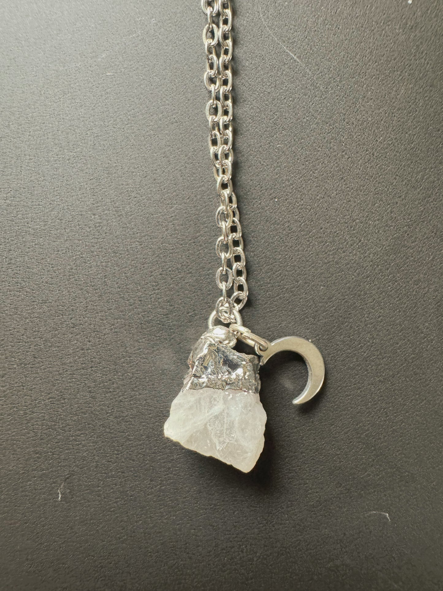 Mondsteinkette (roh, silber)