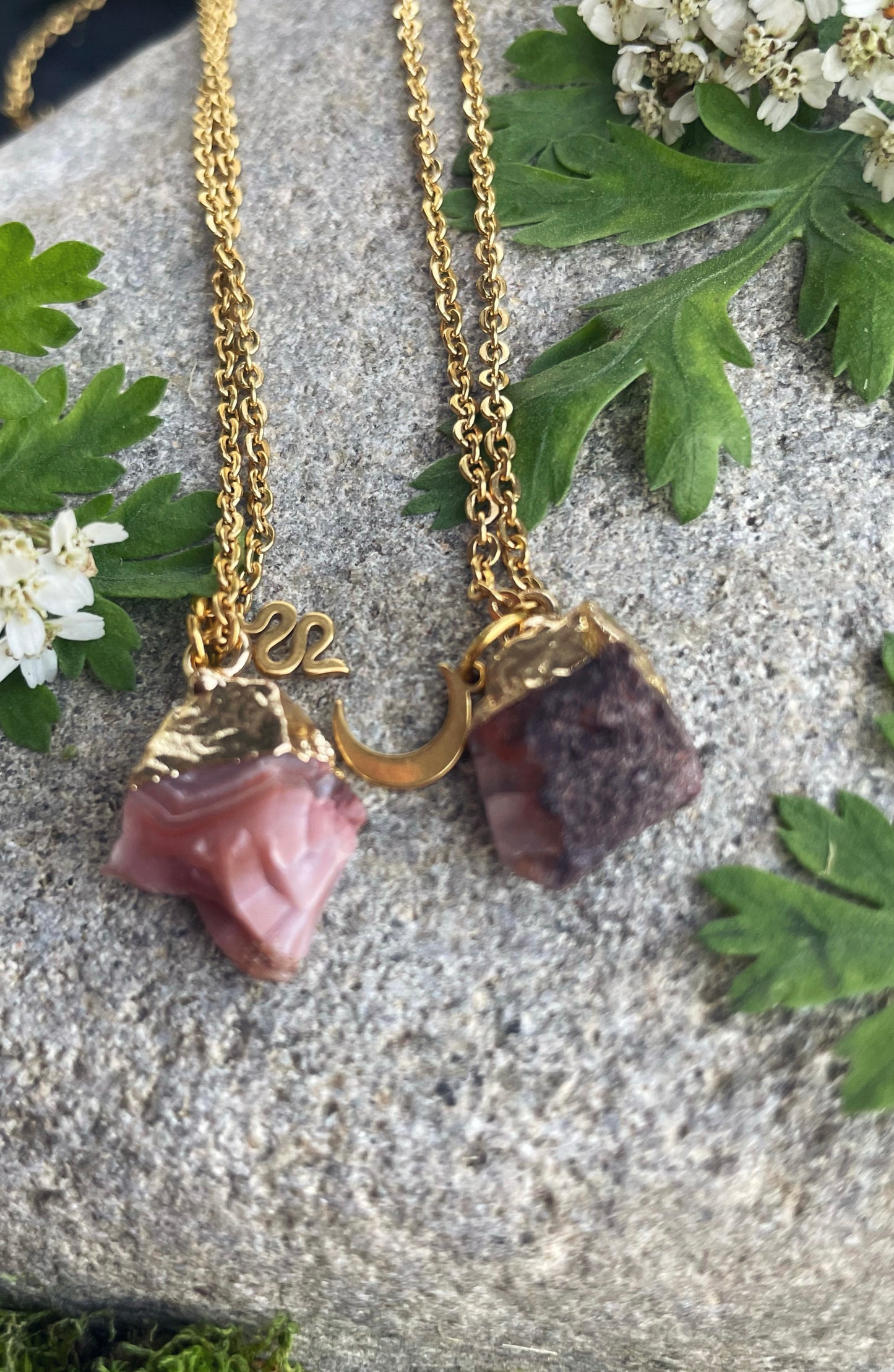 Karneol Kette (roh, gold)