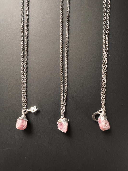 Rubin Kette (roh, silber)