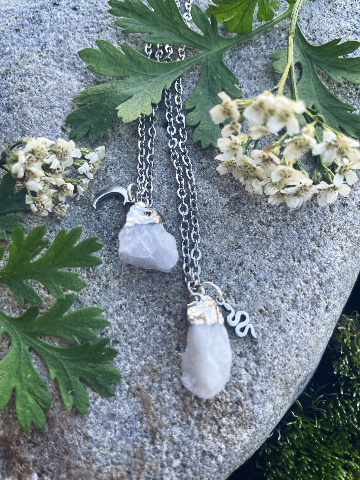 Mondsteinkette (roh, silber)