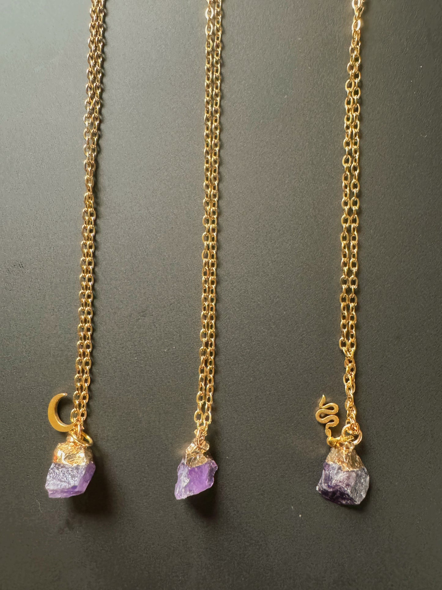 Amethyst Kette (roh, gold)