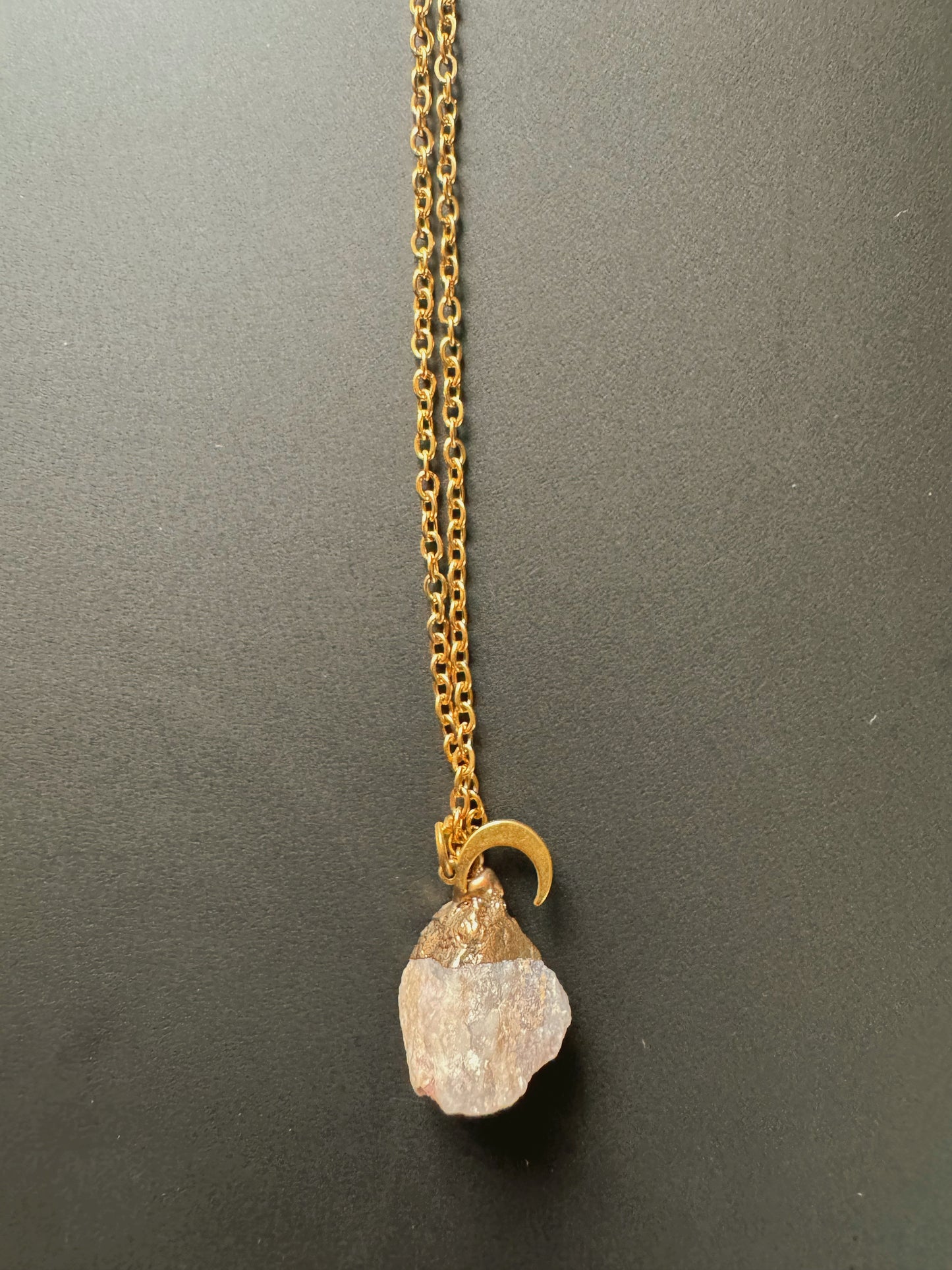 Rosa Turmalin Kette (roh, gold)