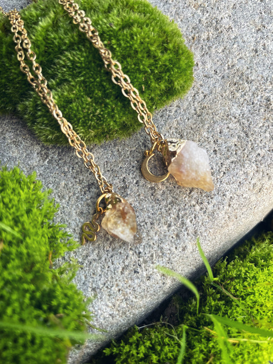 Citrin Kette (roh, gold, gebrannt)