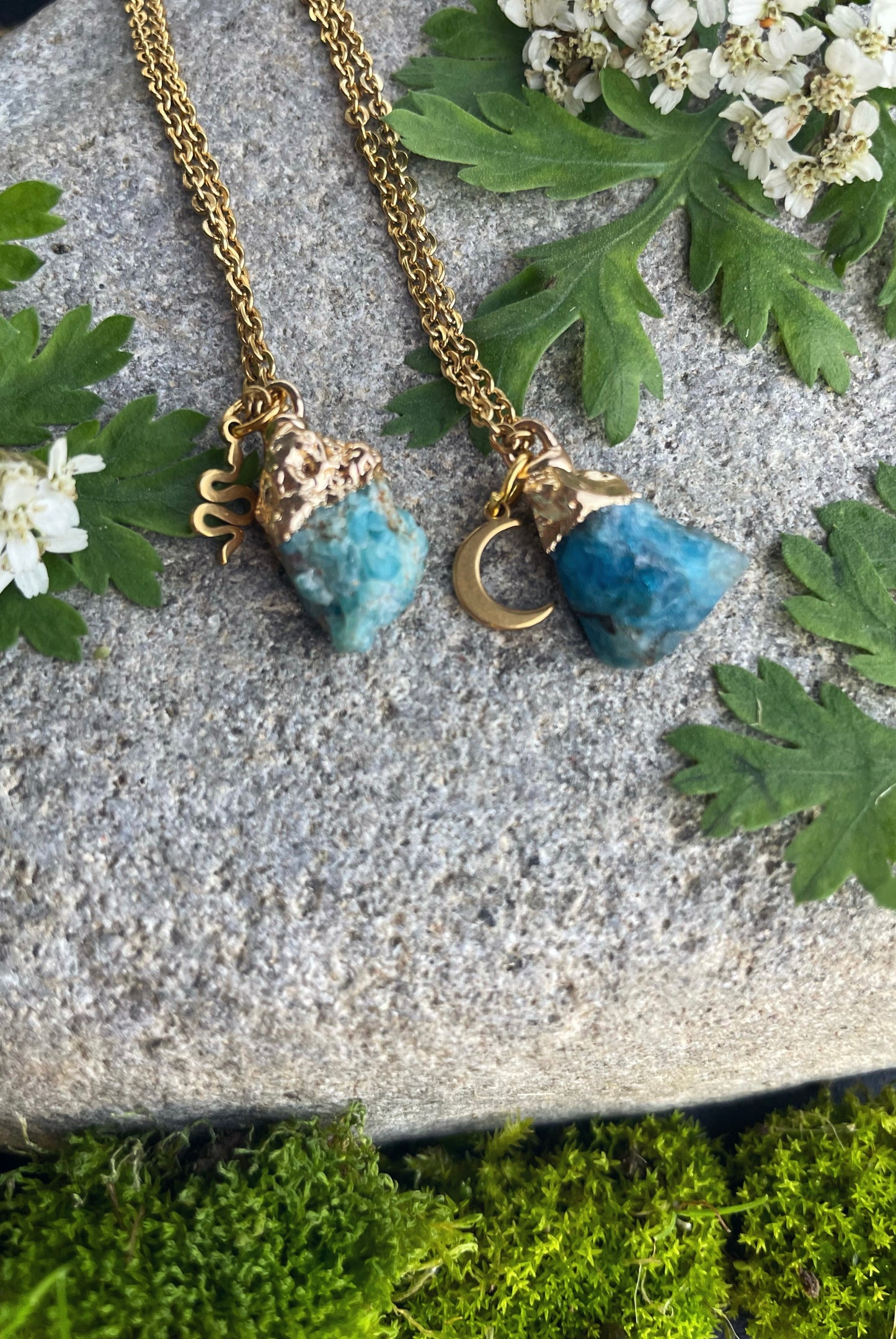 Apatit Kette (roh, gold)