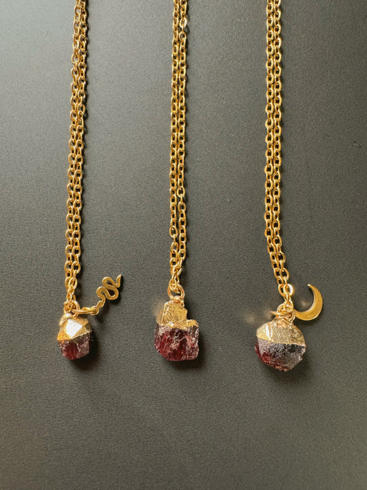 Granat Kette (roh, gold)
