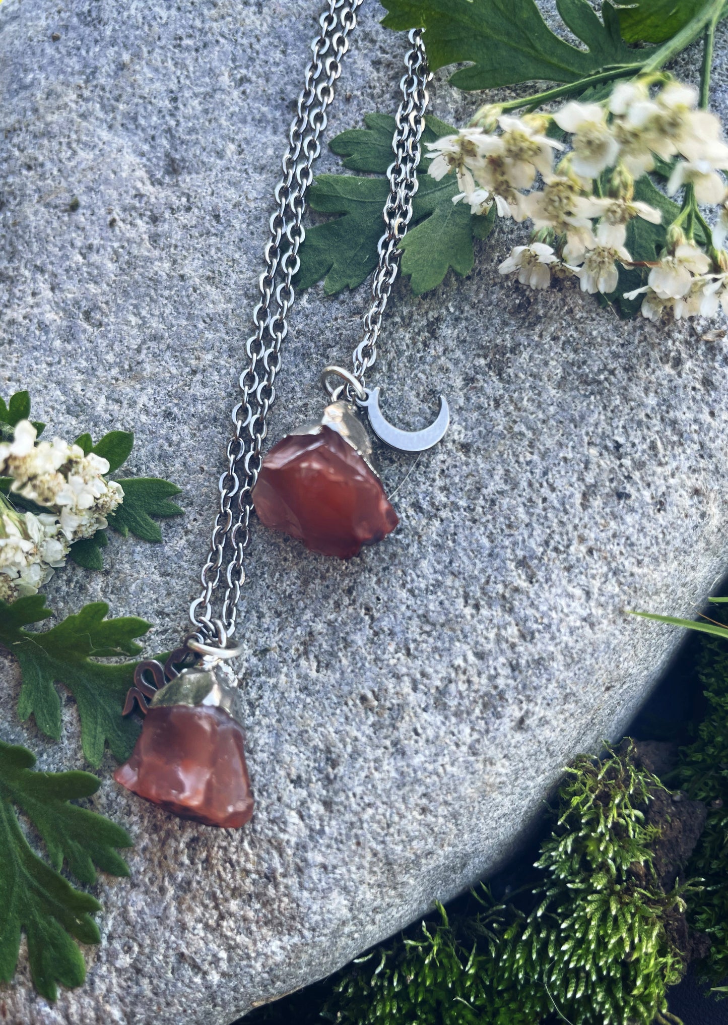 Karneol Kette (roh, silber)