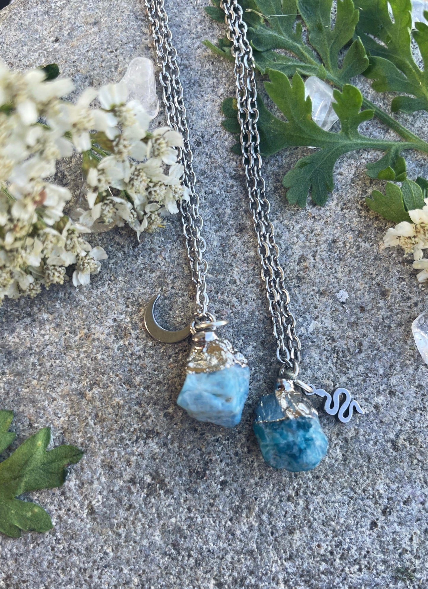 Apatit Kette (roh, silber)