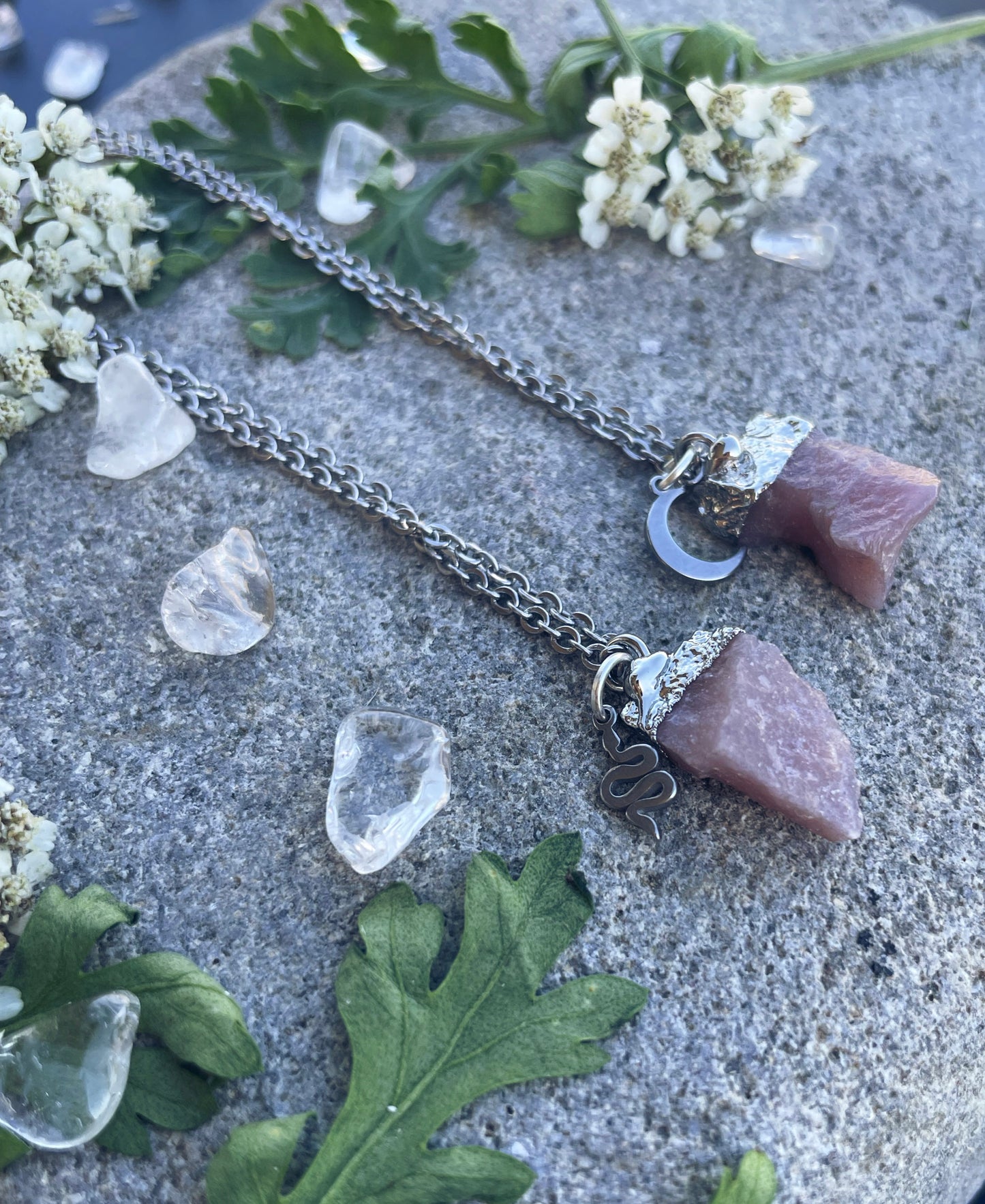 Andenopal Kette (roh, silber)