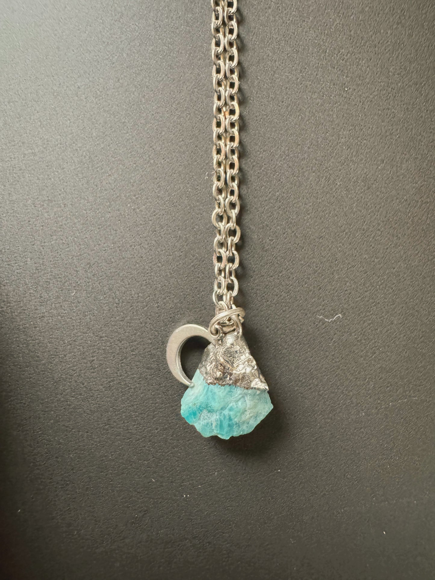 Apatit Kette (roh, silber)