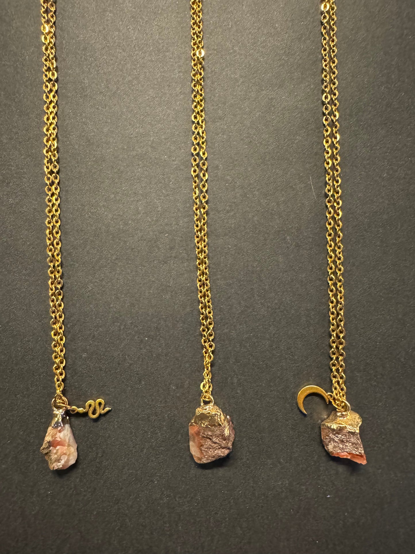 Karneol Kette (roh, gold)