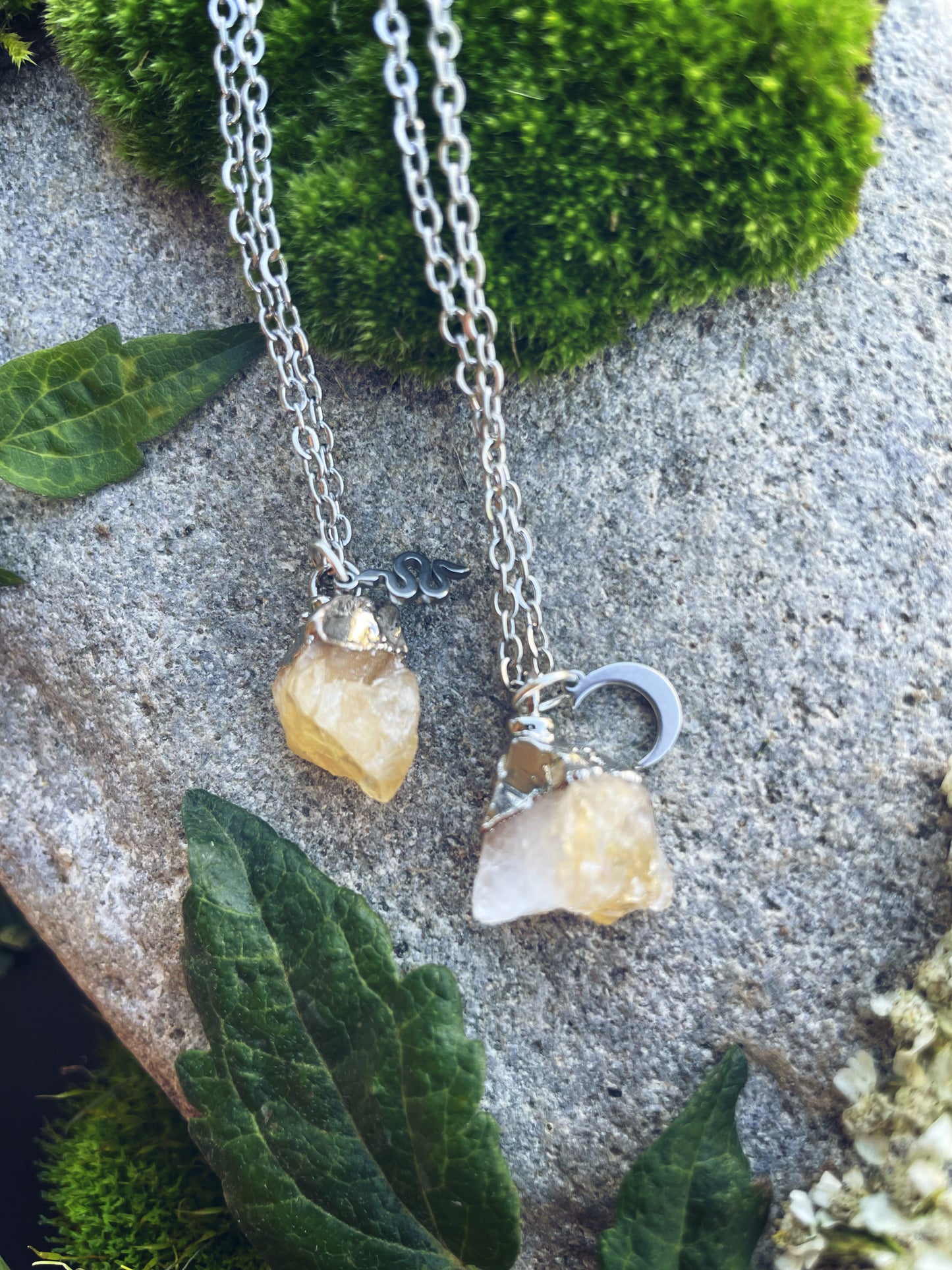 Citrin Kette (roh, silber, gebrannt)