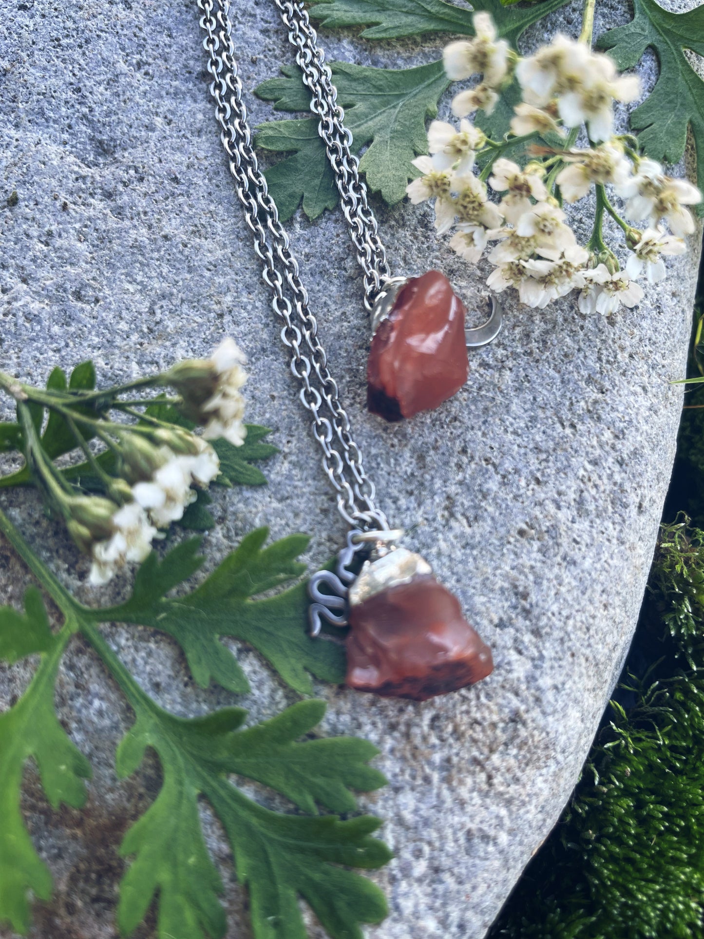 Karneol Kette (roh, silber)