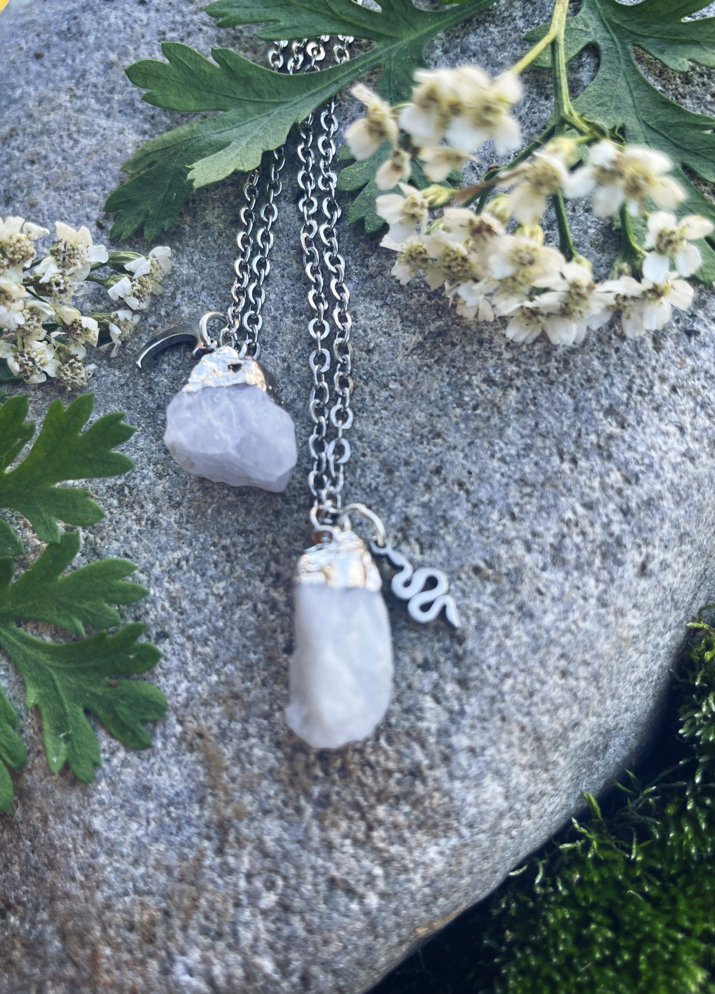 Mondsteinkette (roh, silber)