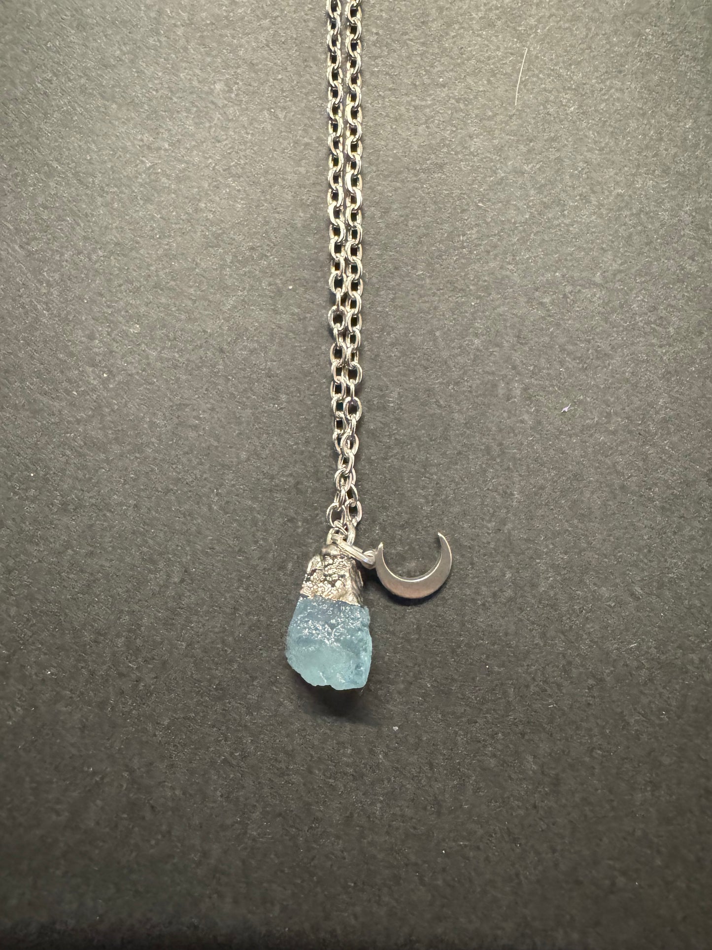 Aquamarin Kette (roh, silber)