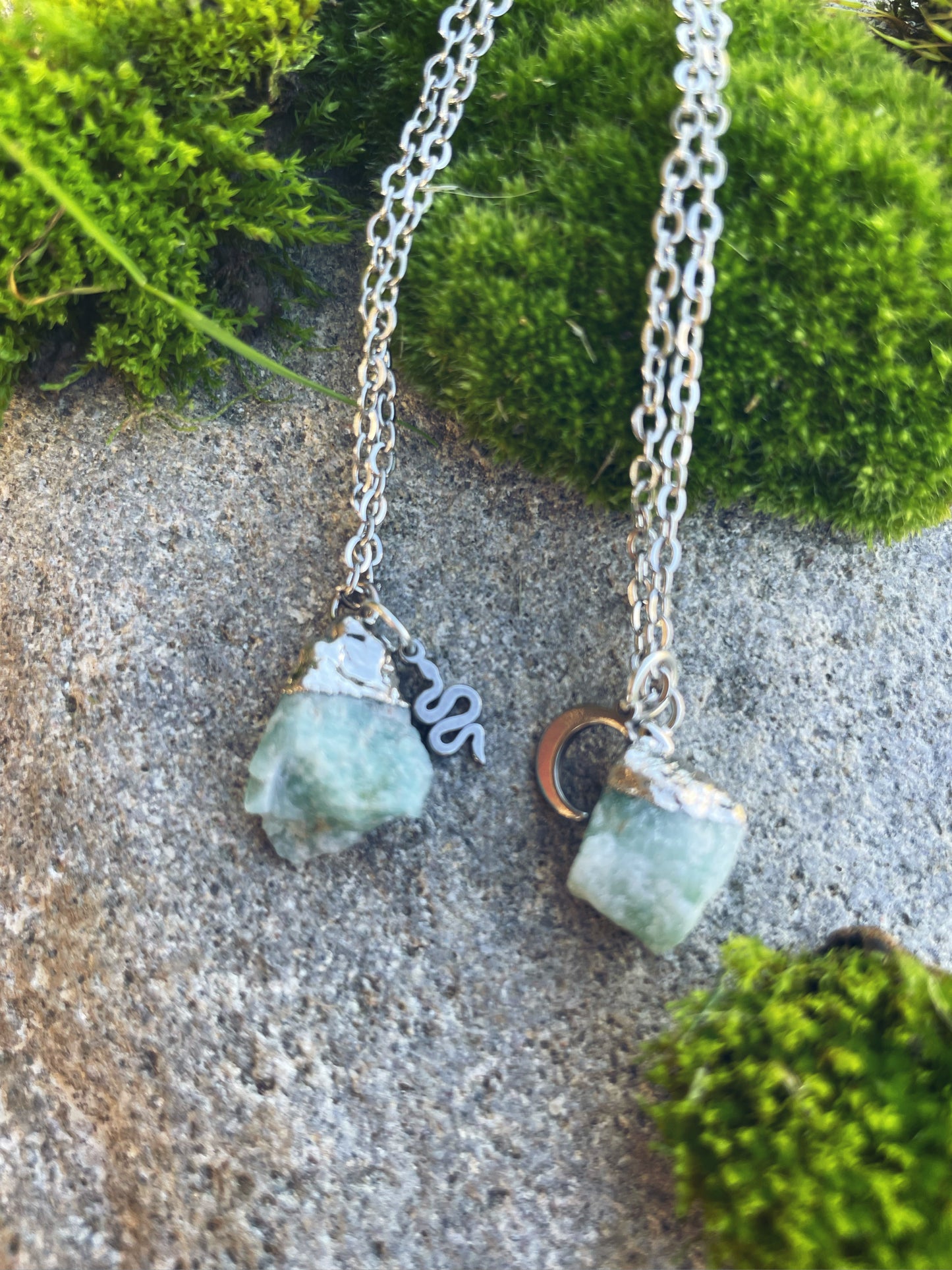 Aventurin Kette (roh, silber)