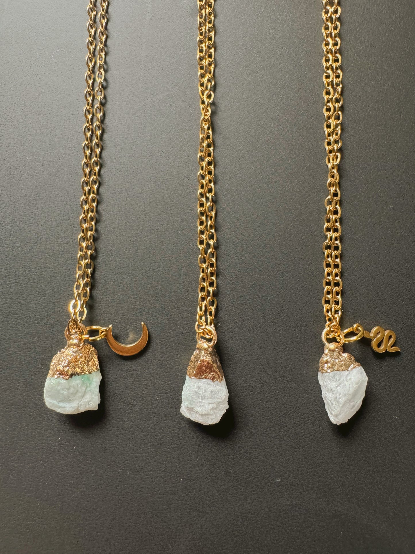 Mondsteinkette (roh, gold)