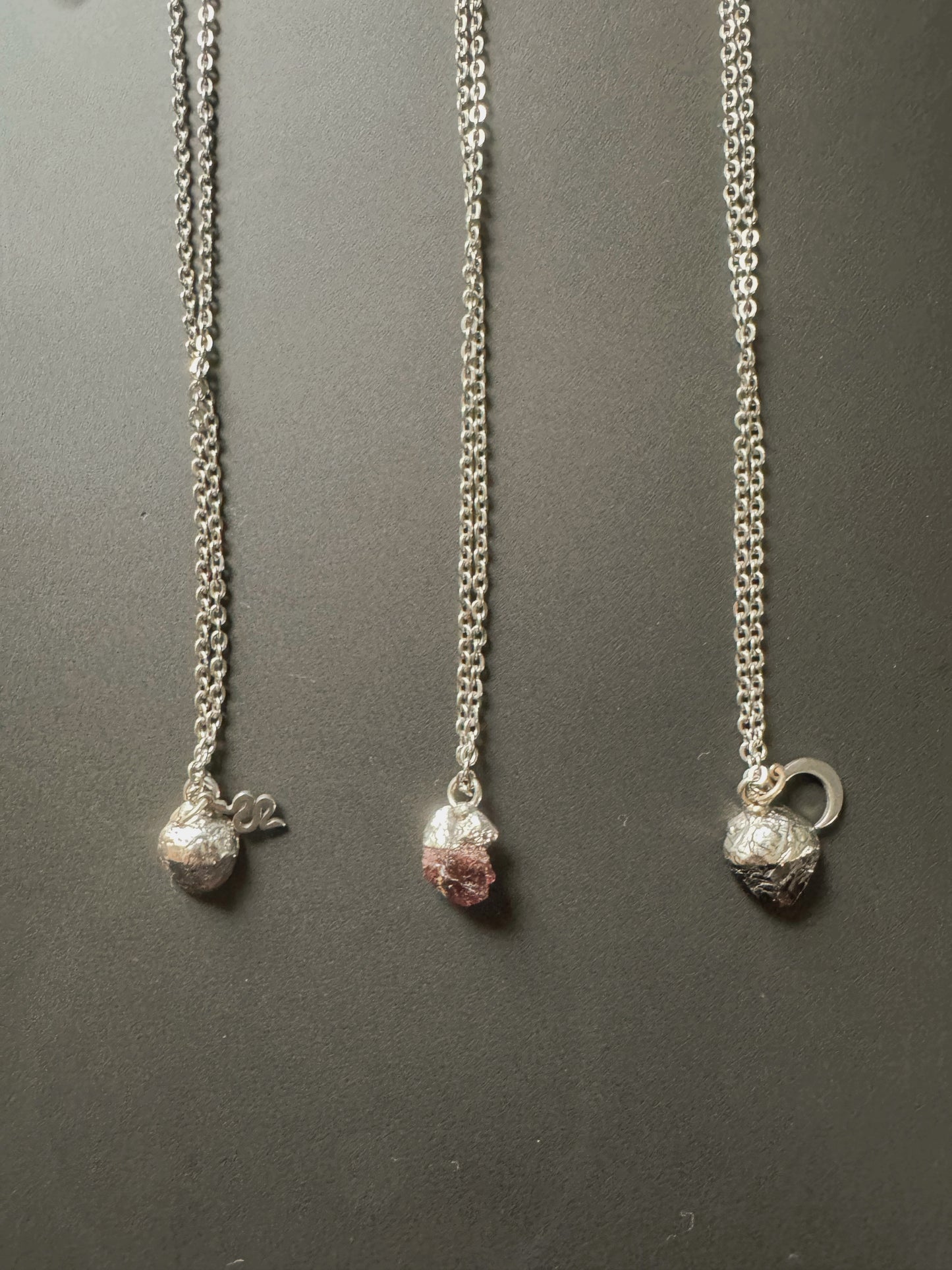 Granat Kette (roh, silber)