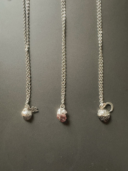 Granat Kette (roh, silber)