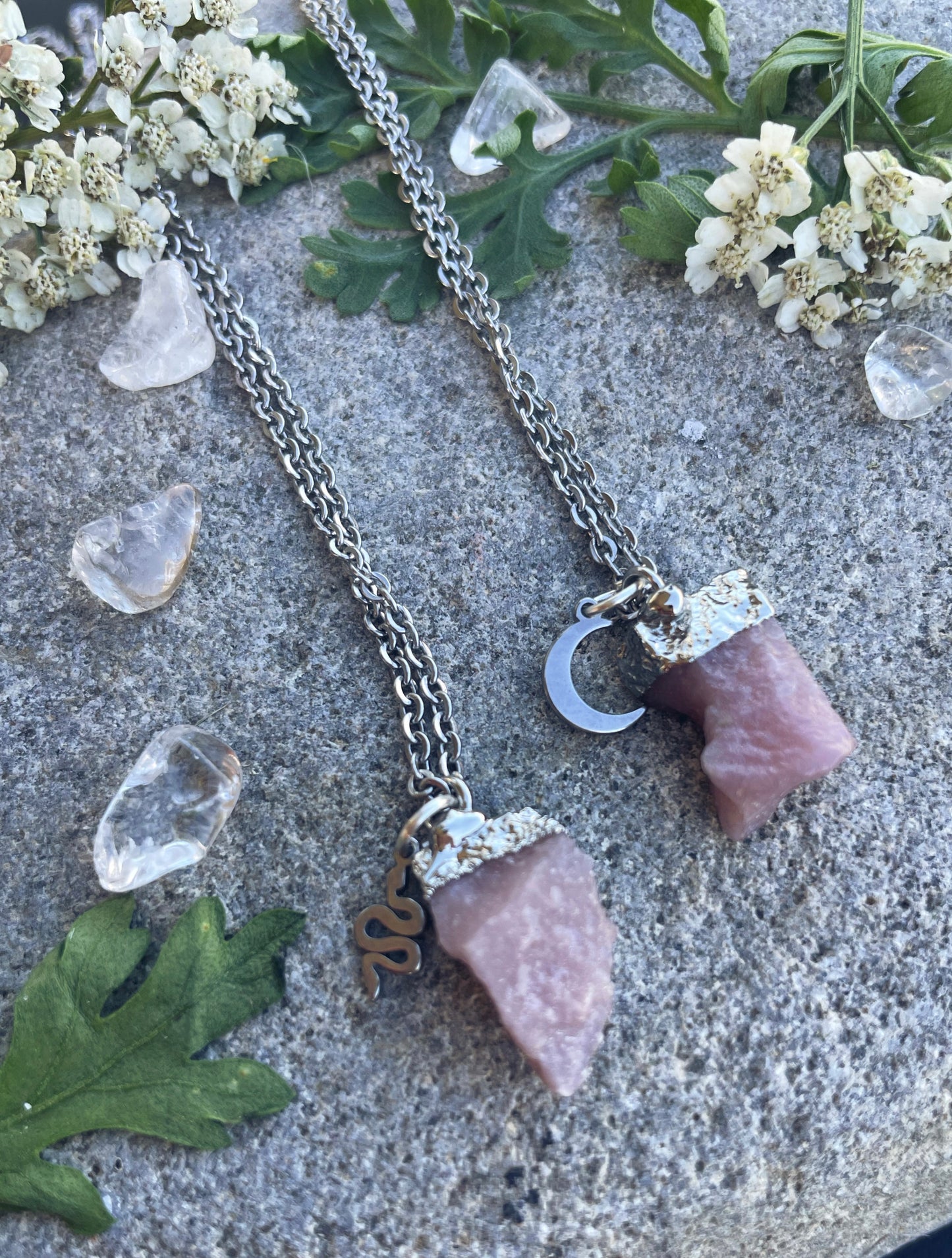 Andenopal Kette (roh, silber)