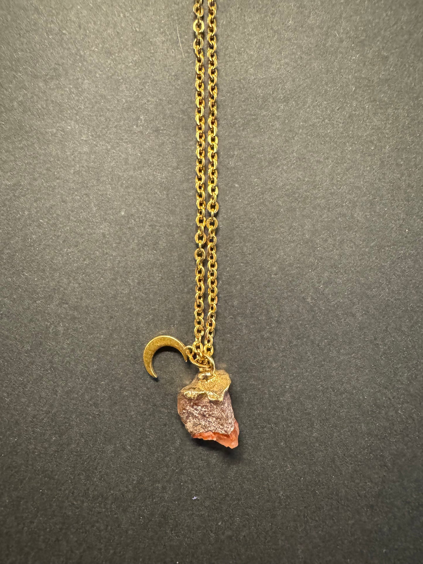 Karneol Kette (roh, gold)