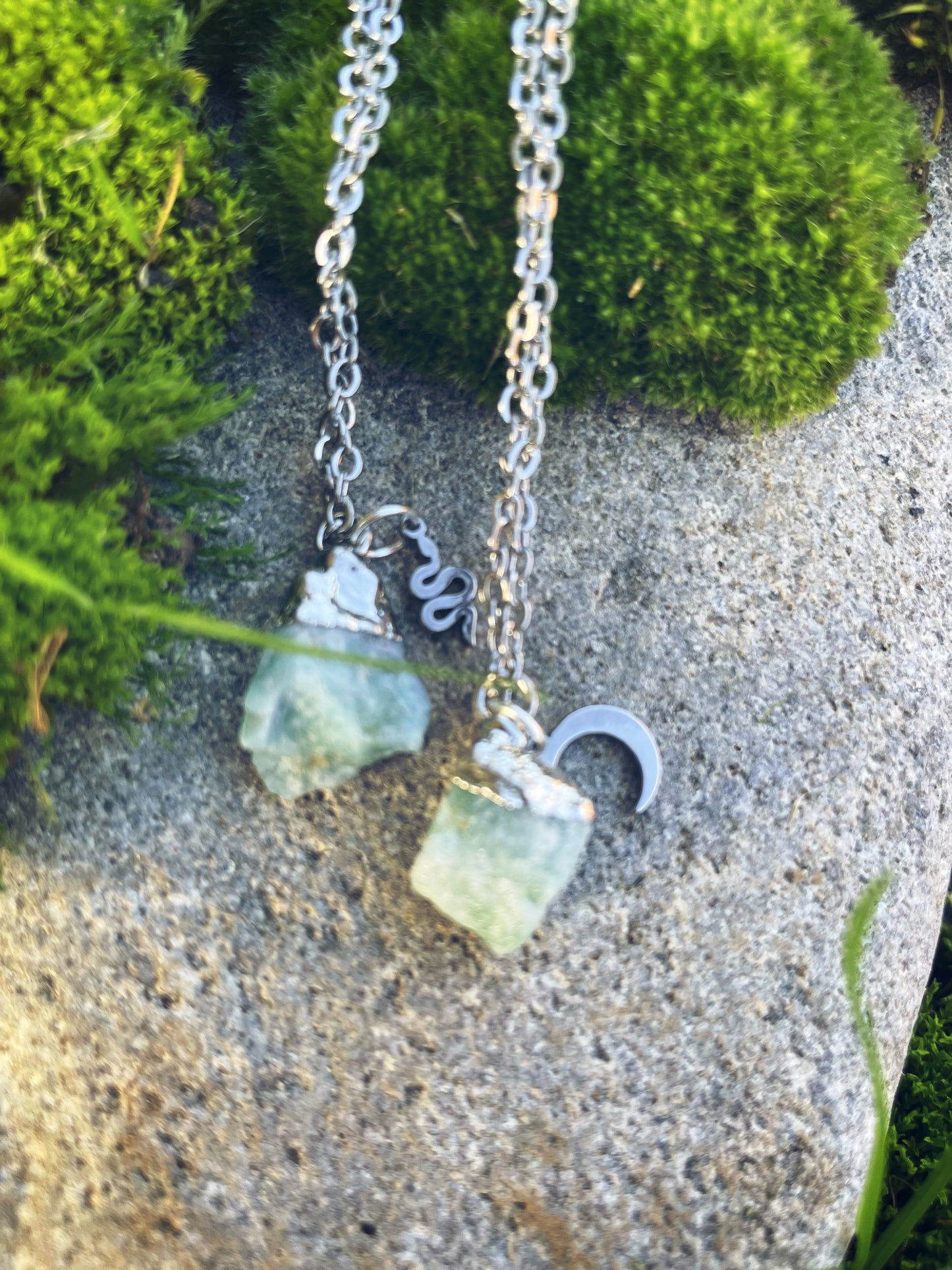 Aventurin Kette (roh, silber)