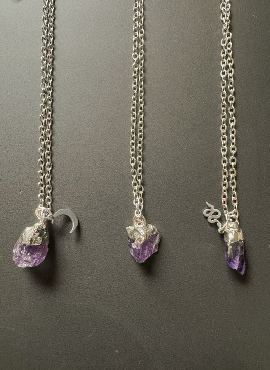 Amethyst Kette (roh, silber)
