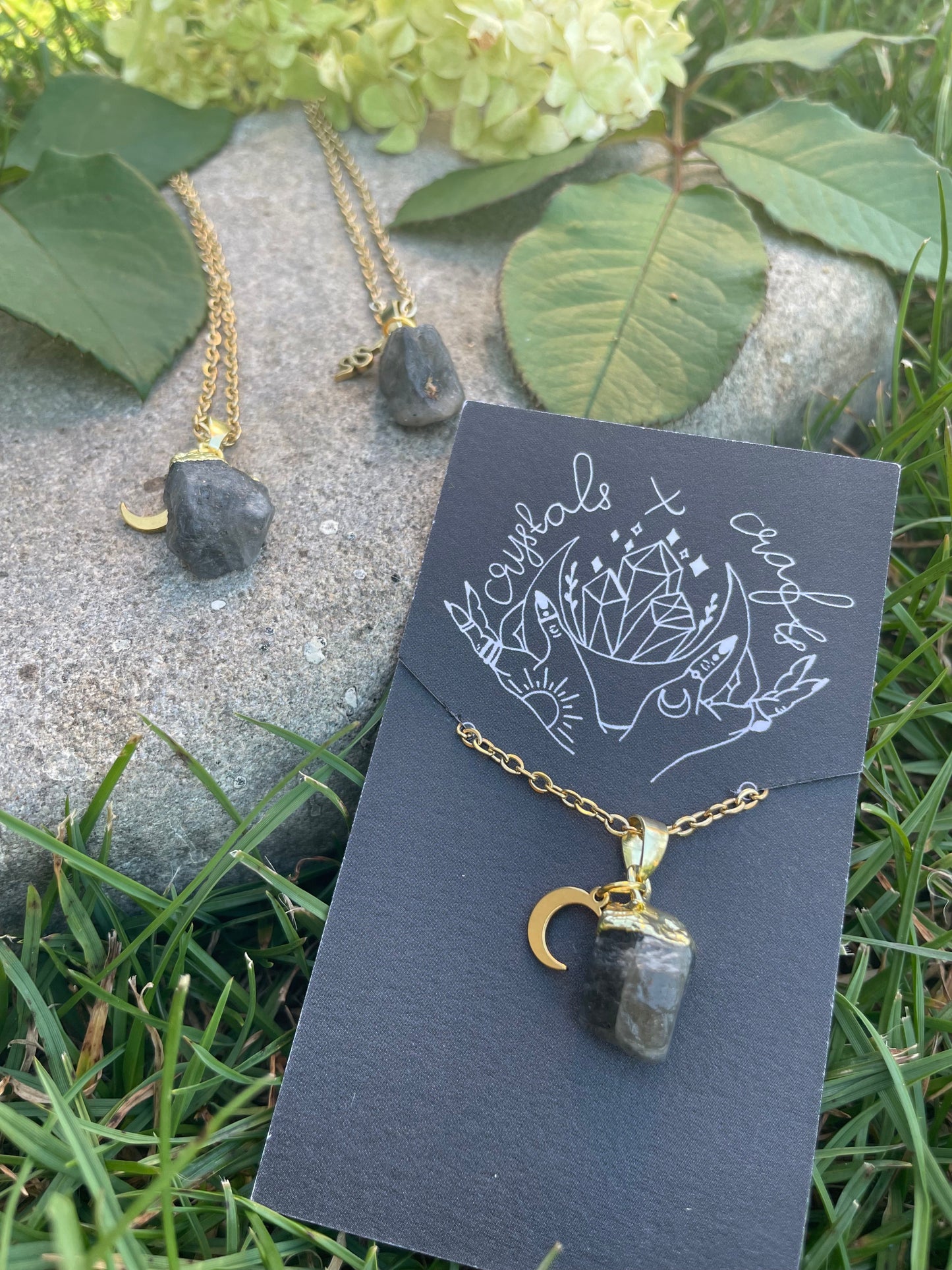 Labradorit Kette (roh, gold)