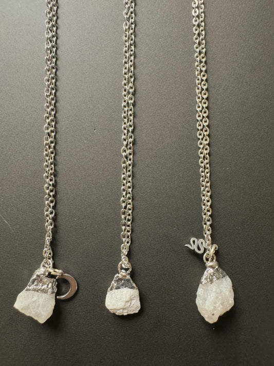 Mondsteinkette (roh, silber)